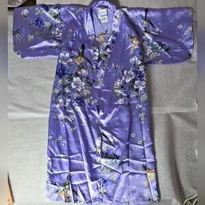 Mitsukoshi Floral Purple Kimono Robe Sz Small